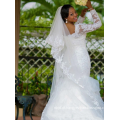 Vestido de casamento de trompete branco feito sob encomenda feito na China para mulheres africanas